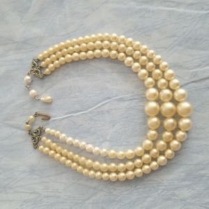 Multistrand Graduated Faux Pearl Necklace